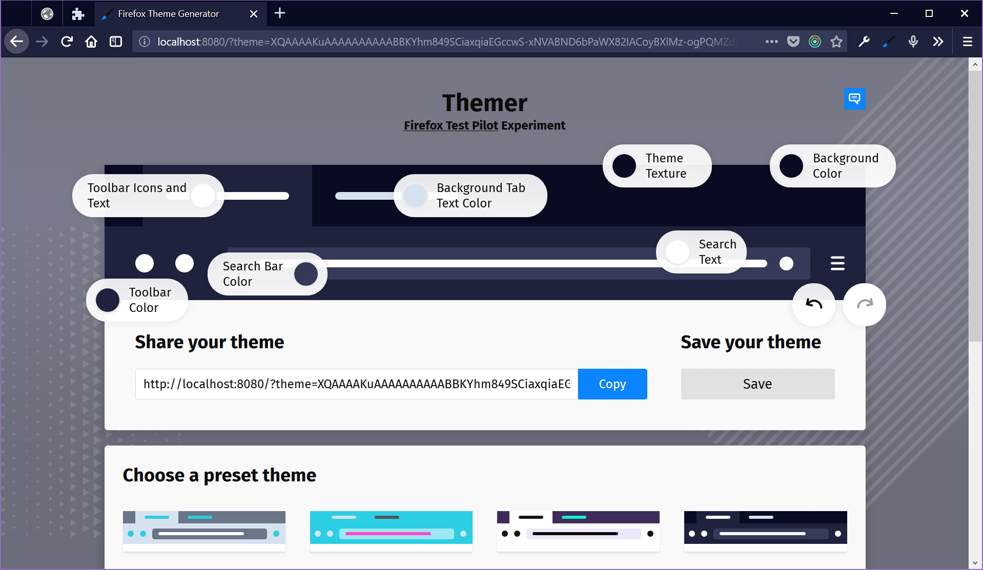 An early snapshot of Themer in development