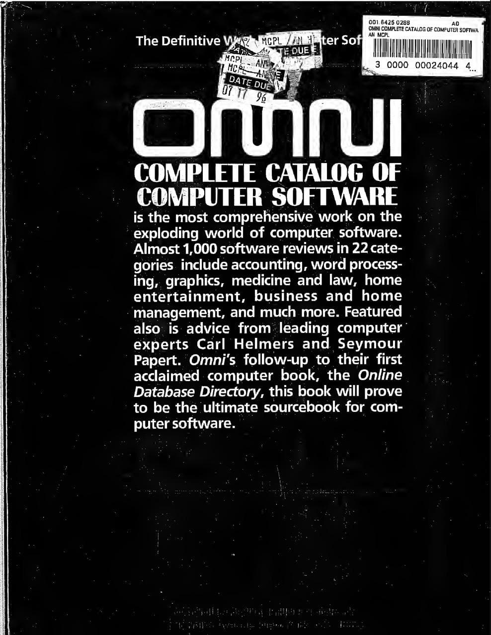 Photo of the cover of the OMNI Complete Catalog of Computer Software
