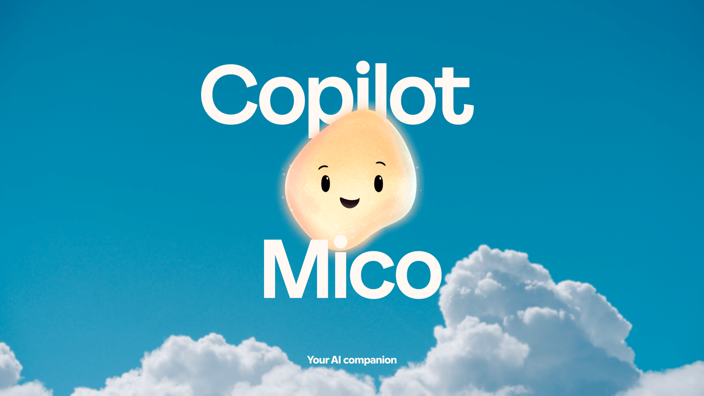 Copilot Mico - an amber-colored cartoon smiley blob