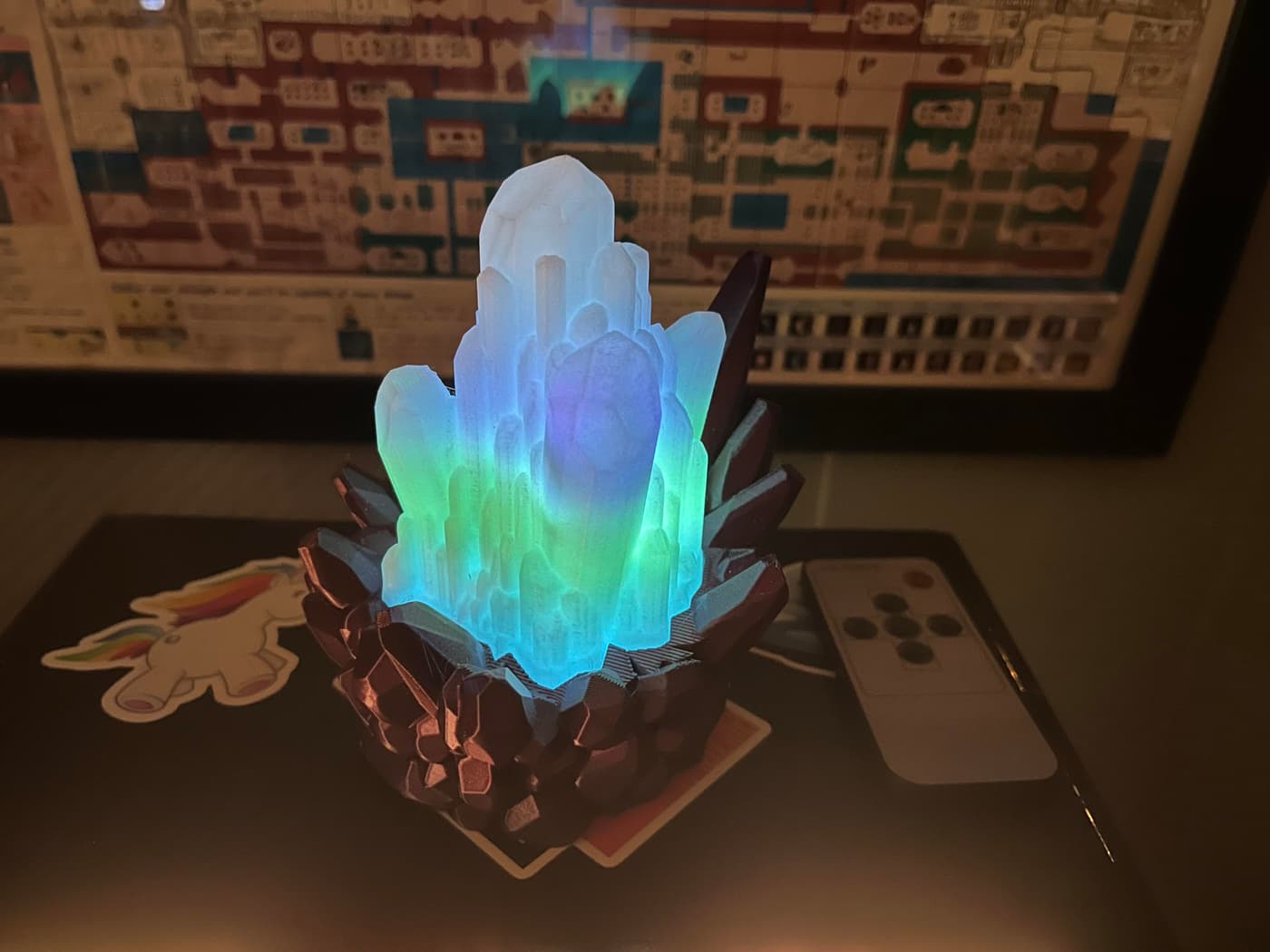 The crystal continuing to glow after the LEDs are off