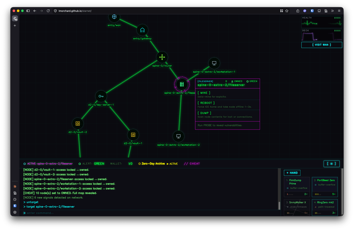 Screenshot of Starnet